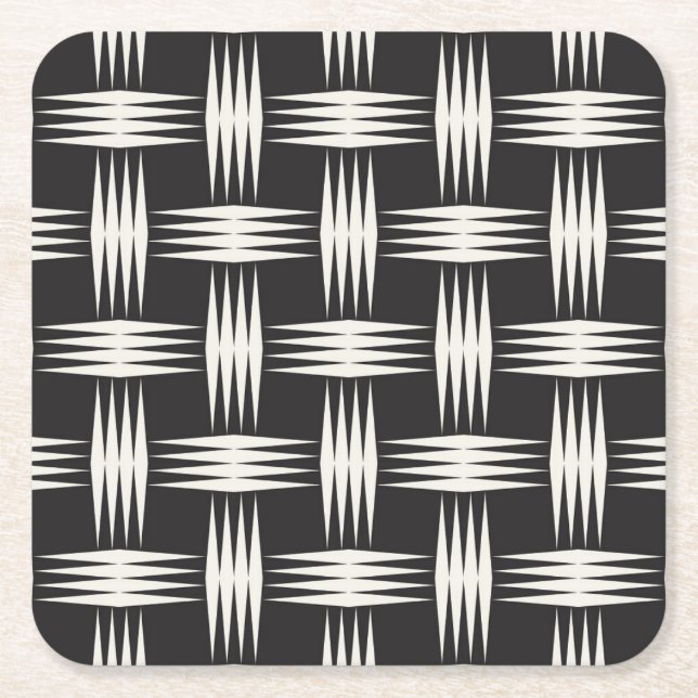 Art Deco Diamond Arrow Pattern Square Paper Coaster (Front)