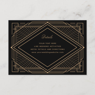 Art Deco Diamond Black and Gold Wedding Enclosure Card