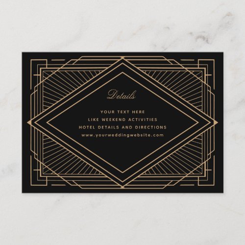 Art Deco Diamond Black and Gold Wedding Enclosure Card