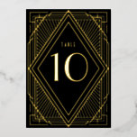 Art Deco Diamond Black Gold Wedding Table Number<br><div class="desc">Real foil is here! Gold foil on custom color background; choose from classic gold,  silver or rose gold.</div>