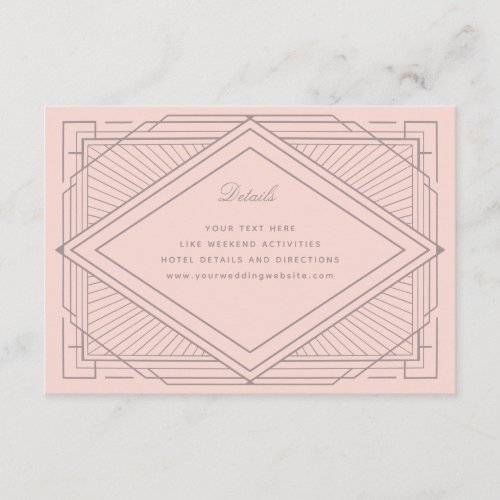 Art Deco Diamond Blush Pink Wedding Enclosure Card