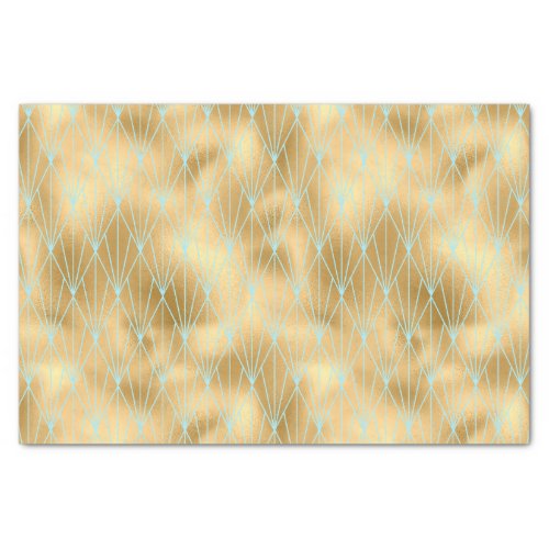 Art Deco Diamond Design Gold  Teal Decoupage  Tissue Paper