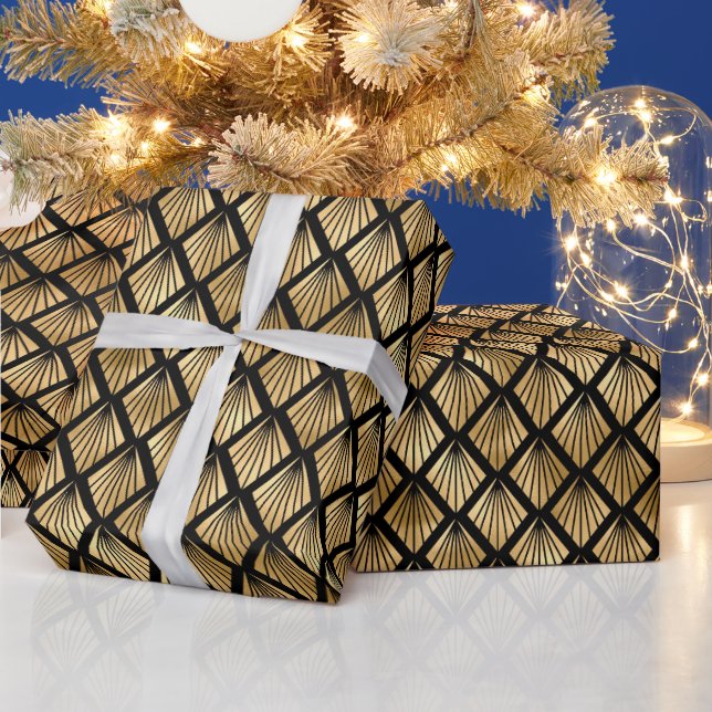 Art Deco Diamond Fan Pattern Design Wrapping Paper (Holidays)