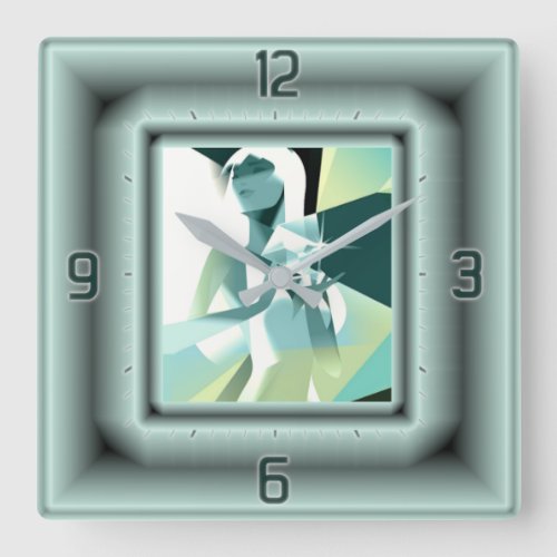 Art Deco diamond girl Square Wall Clock