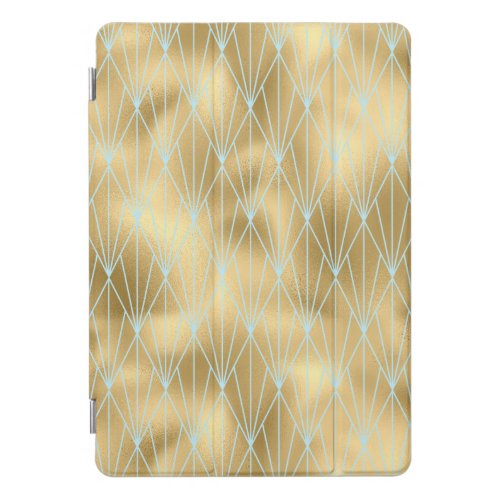 Art Deco Diamond Pattern 2 Gold  Teal iPad Pro Cover