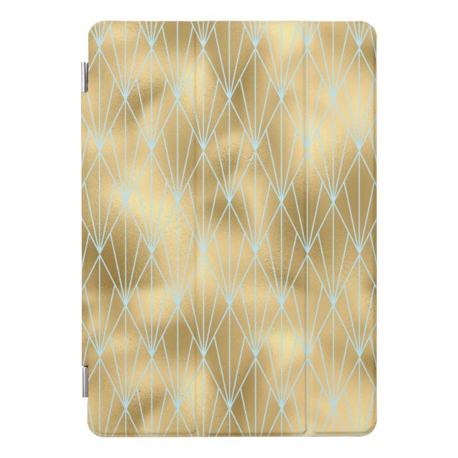 Art Deco Diamond Pattern 2, Gold & Teal iPad Pro Cover (Front)