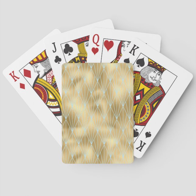 Art Deco Diamond Pattern 2, Gold & Teal Poker Cards (Back)