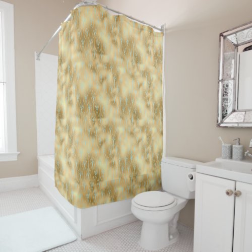 Art Deco Diamond Pattern 2 Gold  Teal Shower Curtain