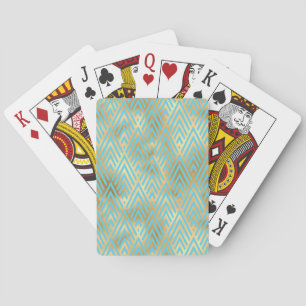 Art Deco Diamond Pattern, Teal & Gold Poker Cards