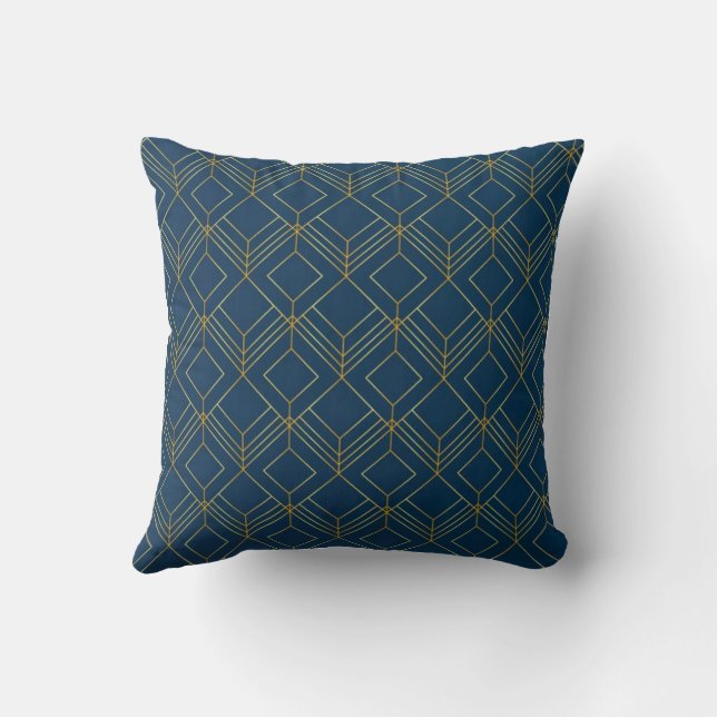  Art Deco Diamond Pattern Throw Pillow (Back)