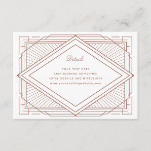 Art Deco Diamond White and Rose Gold Wedding Enclosure Card