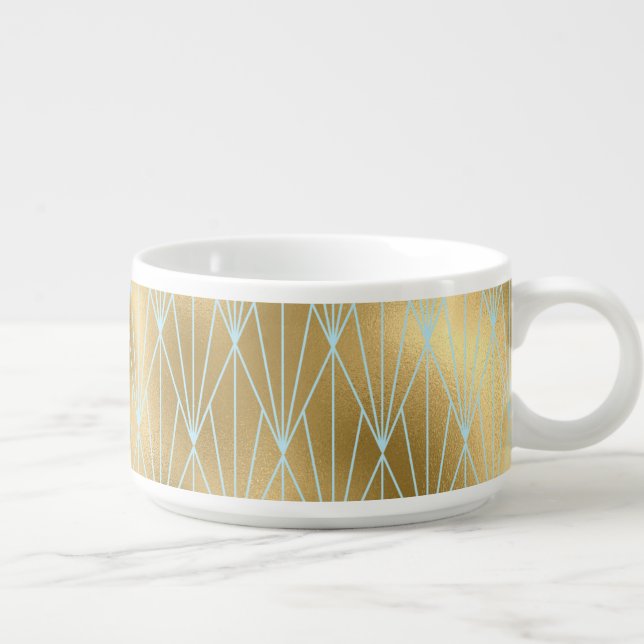 Art Deco Diamonds 2, Gold & Teal Bowl (Left)