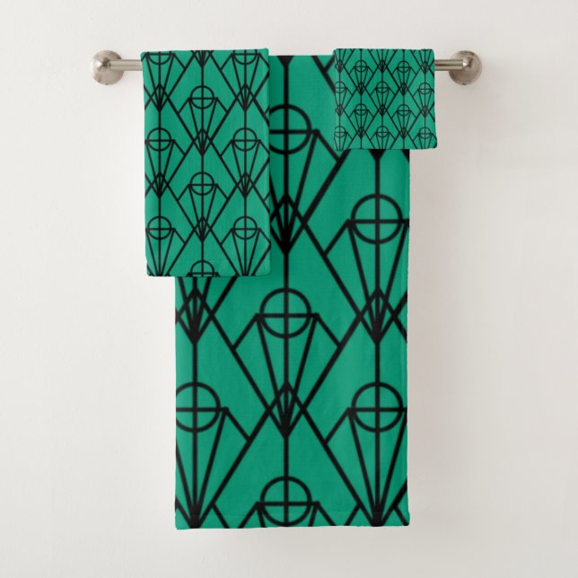 Art Deco Diamonds  Bath Towel Set (Insitu)