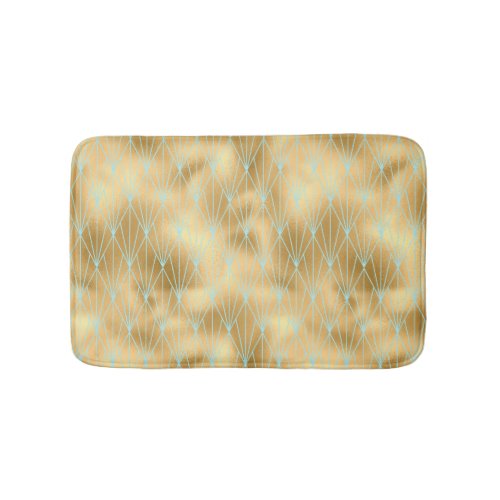 Art Deco Diamonds Pattern 2 Gold  Teal Bath Mat