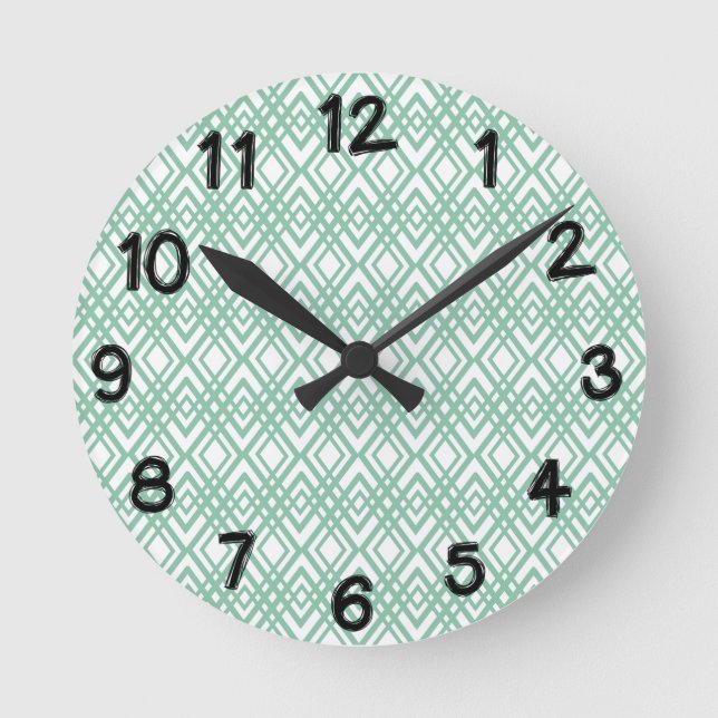 Art Deco Diamonds Round Clock (Front)