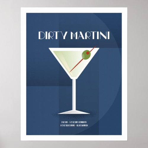 Art Deco Dirty Martini Poster