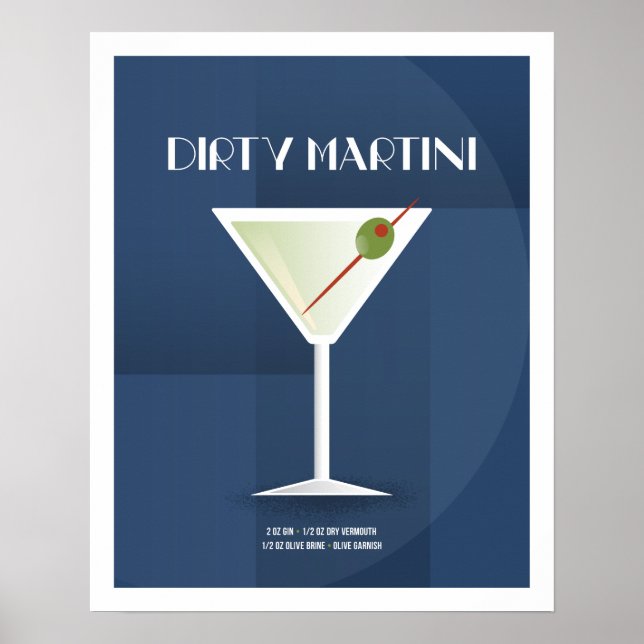 Art Deco Dirty Martini Poster (Front)