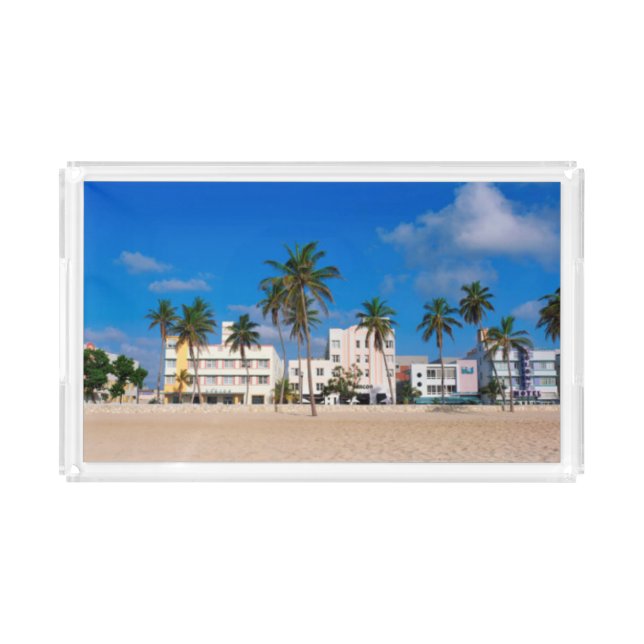 Art Deco District Of South Beach Miami Acrylic Tray (Front)
