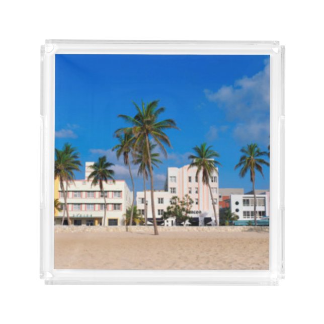 Art Deco District Of South Beach Miami Acrylic Tray (Front)