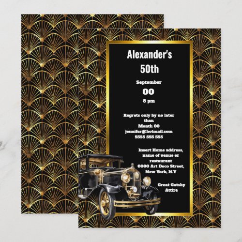 Art deco dodge automobile arch gold black pattern