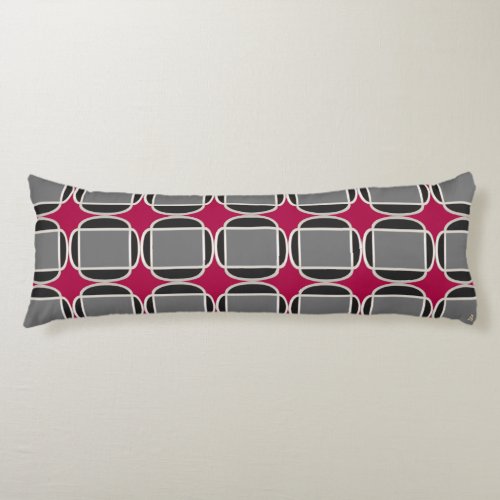 Art Deco Does Morocco in Black Gray and Raspberry Body Pillow