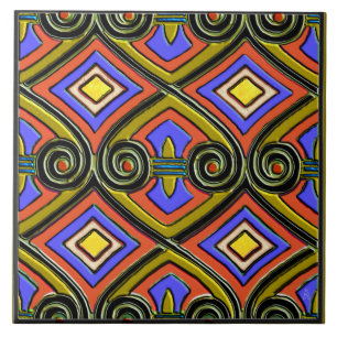 Art Deco Does Persia (Bright Multi-Color) Tile