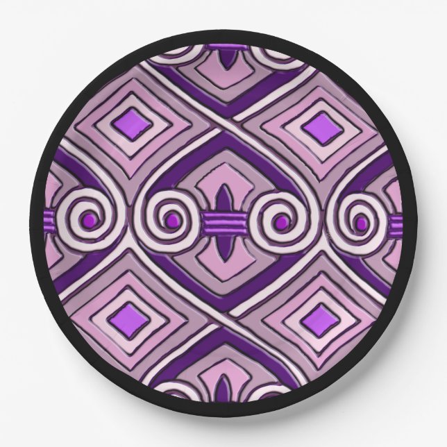 Art Deco Does Persia (Bright Purples) Paper Plates (Front)