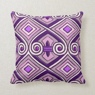 Art Deco Does Persia (Bright Purples) Throw Pillow