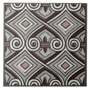 Art Deco Does Persia (Grays, Oxblood, Mauve) Tile