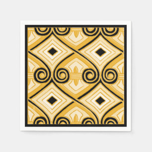 Art Deco Does Persia (Yellow and Black) Paper Napkins