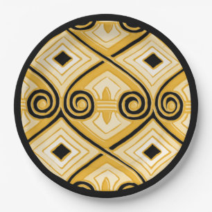 Art Deco Does Persia (Yellow and Black) Paper Plates