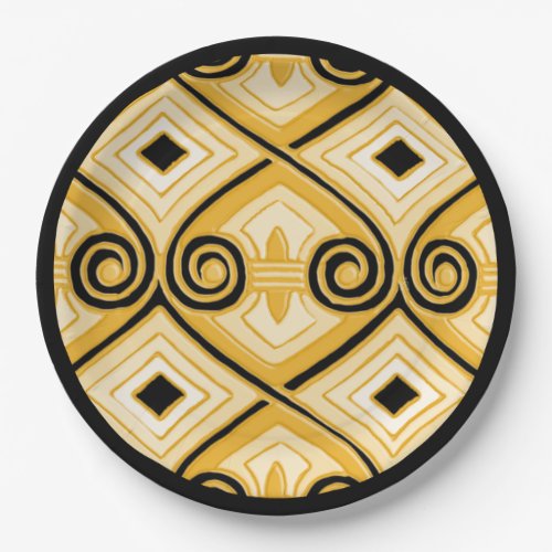 Art Deco Does Persia Yellow and Black Paper Plates