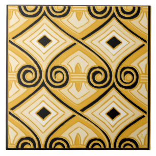 Art Deco Does Persia (Yellow and Black) Tile