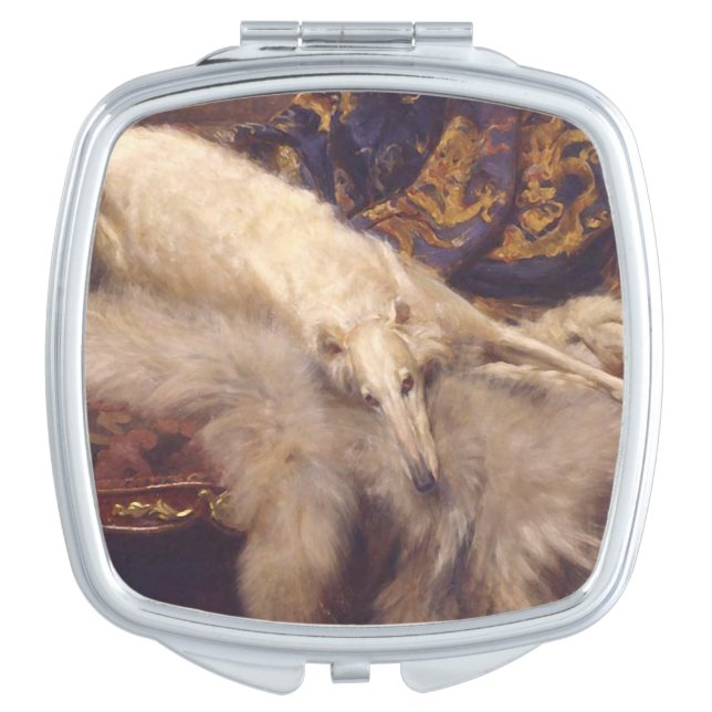 Art Deco Dog Mirrored Compact Mirror (Front)