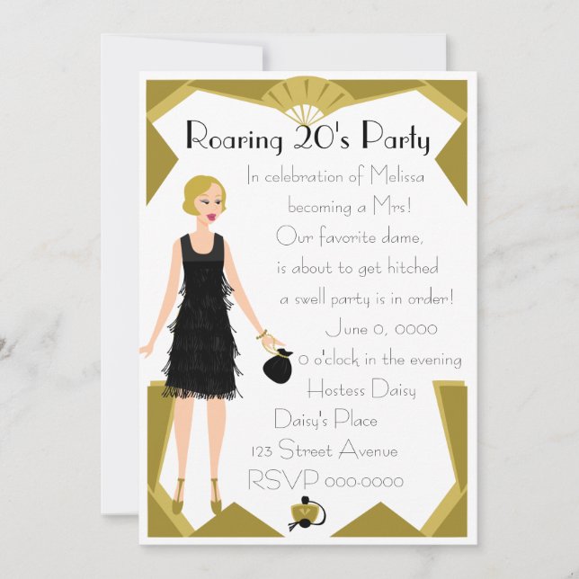 Art  Deco Doll Invitation (Front)