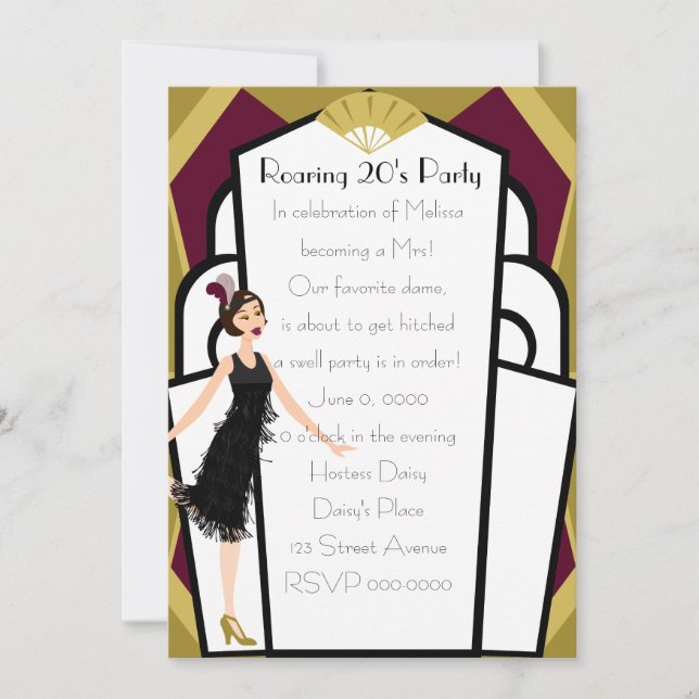 Art  Deco Doll Invitation (Front)