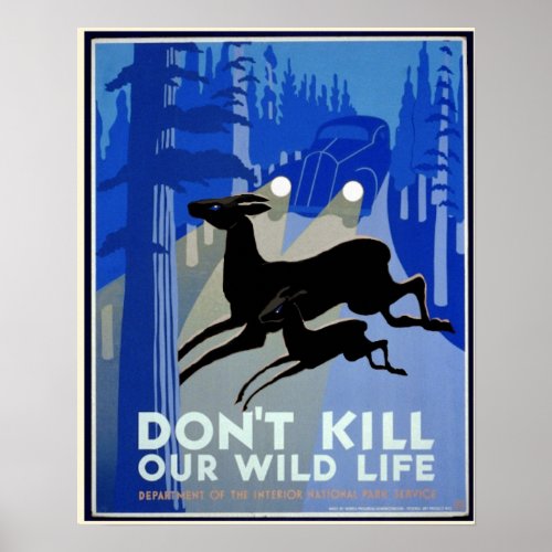 Art Deco Dont Kill Our Wildlife Vintage Poster