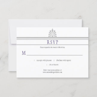 Art Deco Dove Gray and Purple RSVP | Card