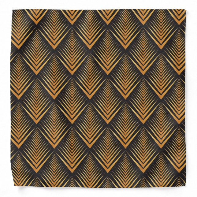 Art Deco Dragon Scales black & gold tan Bandana (Front)
