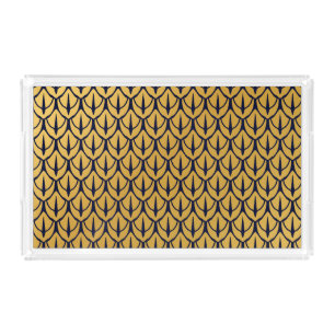 Art Deco Dragon Scales - Blue and Gold Scales Acrylic Tray