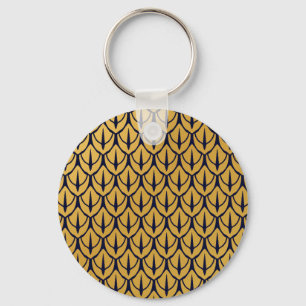 Art Deco Dragon Scales - Blue and Gold Scales Keychain