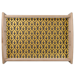 Art Deco Dragon Scales - Blue and Gold Scales Serving Tray