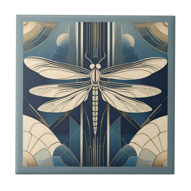 Art Deco Dragonfly  Ceramic Tile (Front)