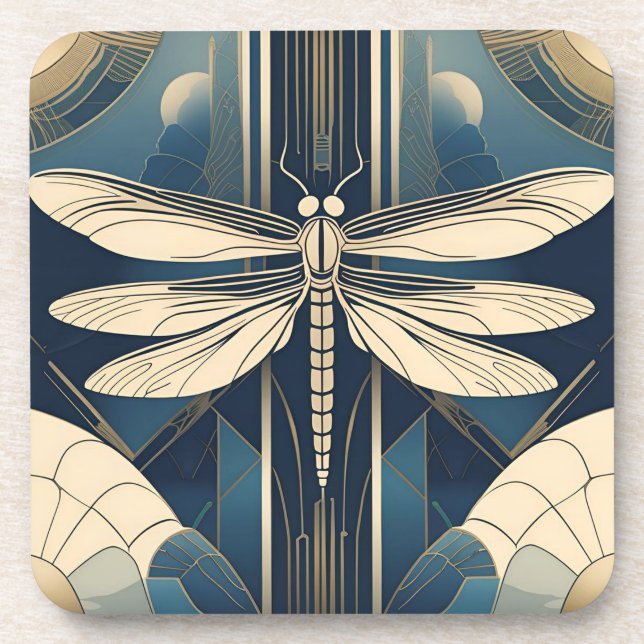 Art Deco Dragonfly Coaster Set (Front)