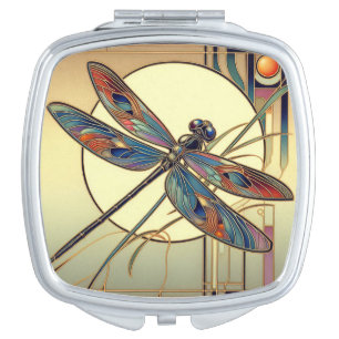 Art Deco Dragonfly Square Compact Mirror
