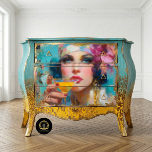 Art Deco Dresser Decoupage Tissue Paper