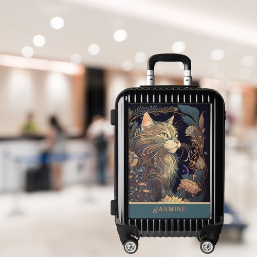 Art Deco Dusty Rose Cat Lover Luggage