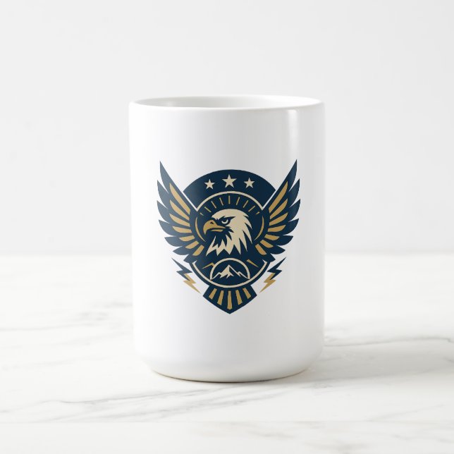 Art-Deco Eagle Emblem — Geometric Crest Coffee Mug (Center)