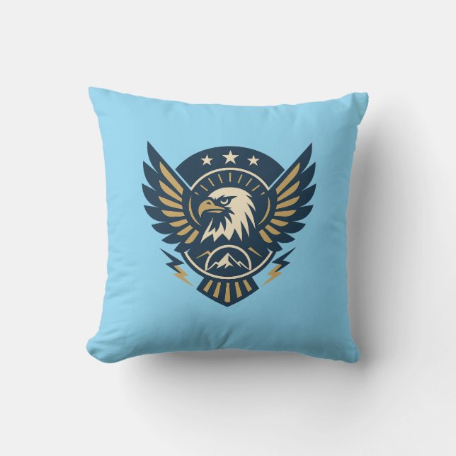 Art-Deco Eagle Emblem — Geometric Crest Throw Pillow (Front)