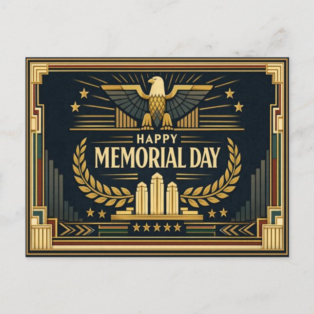 Art Deco Eagle Monument Memorial Day  Holiday Postcard (Front)